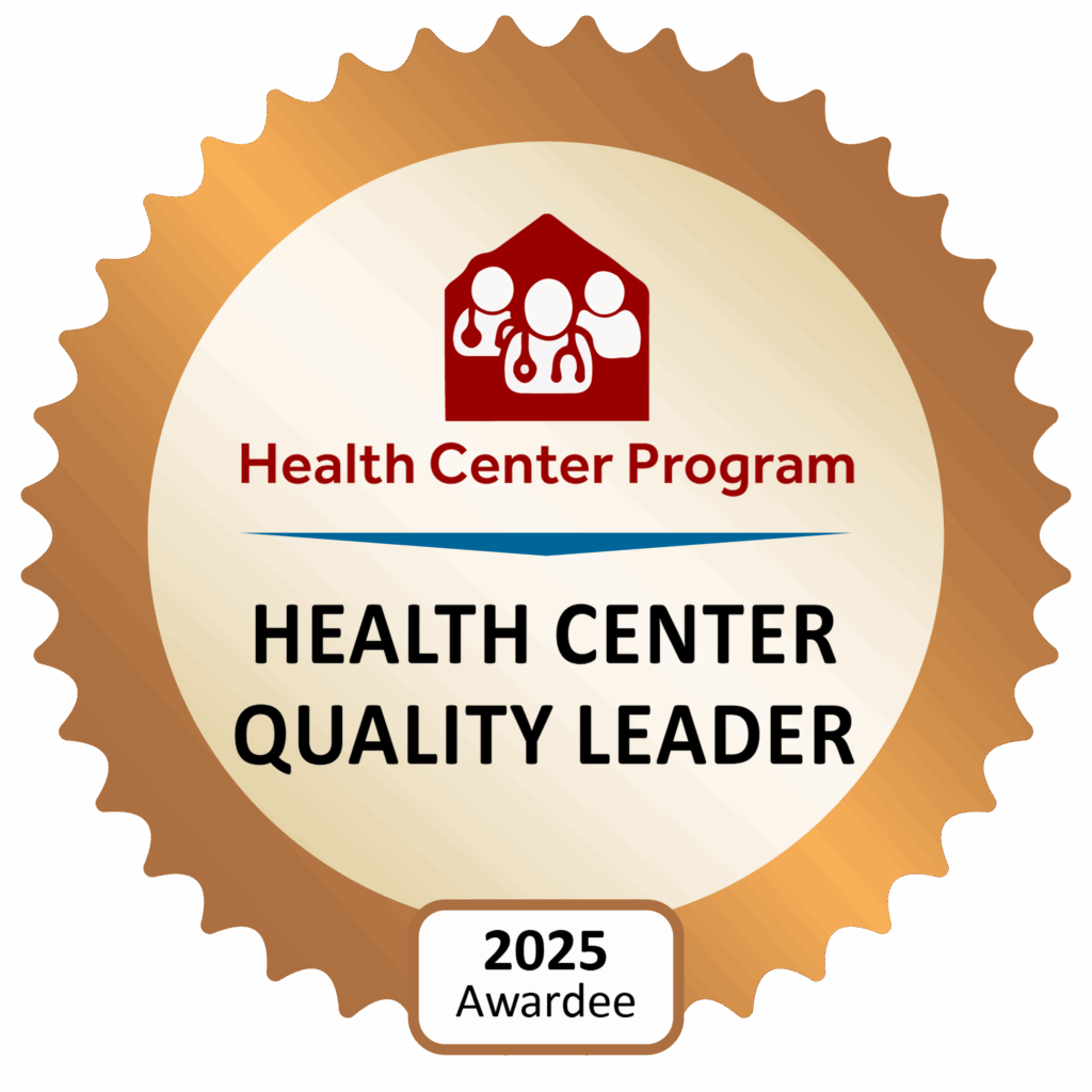 A badge that reads Health Center Quality Leader 2025